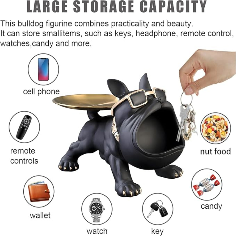 30cm Resin Bulldog Storage Box | Dog Figurine Organiser for Home