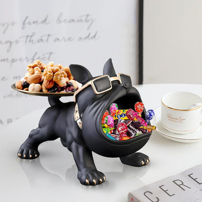 30cm Resin Bulldog Storage Box | Dog Figurine Organiser for Home