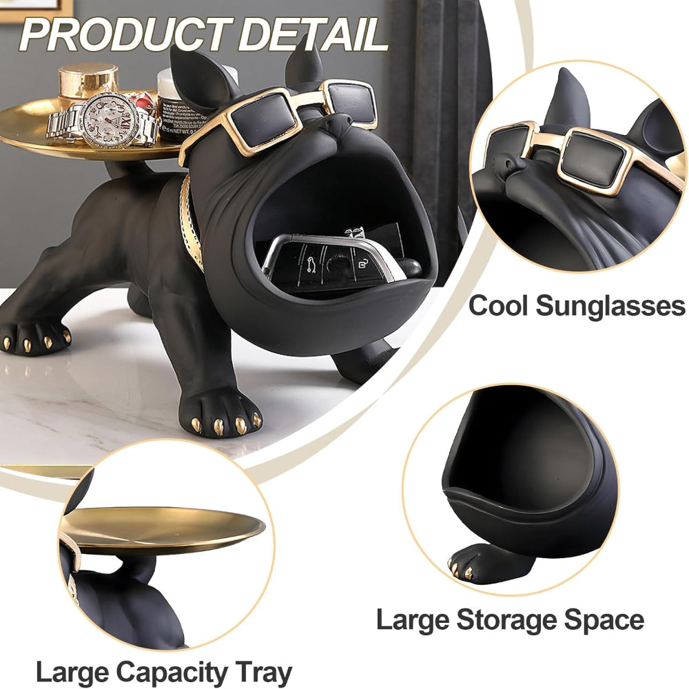 30cm Resin Bulldog Storage Box | Dog Figurine Organiser for Home